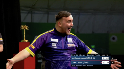 English darts player Luke Littler completes a nine-darter at the Bahrain Masters